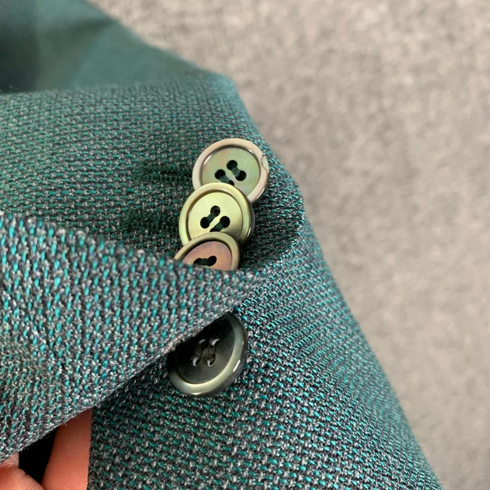 Holland & Sherry Blazer Jacket Men 40R Green Unlind Sport Coat